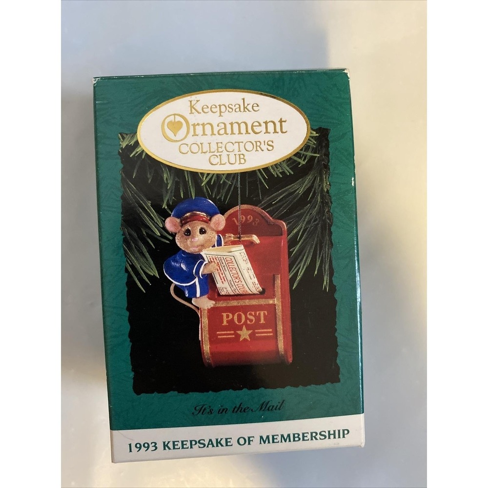 Hallmark Keepsake Christmas Ornament It's In The Mail 1993 Mouse W/ Box